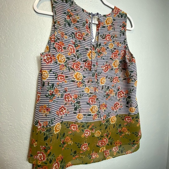 CAbi 5354 Penelope Tank Stripe Floral Sleeveless - Picture 2 of 7